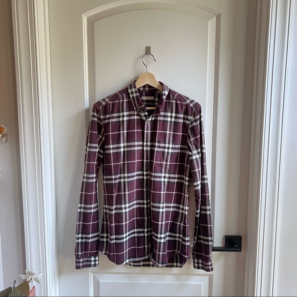 Burberry Brit Burgundy Plaid Button Down Shirt
